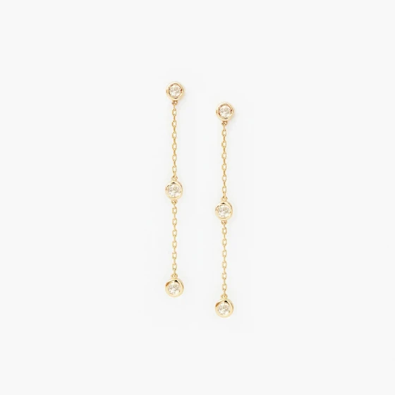 10k gold diamond drop bezel earrings