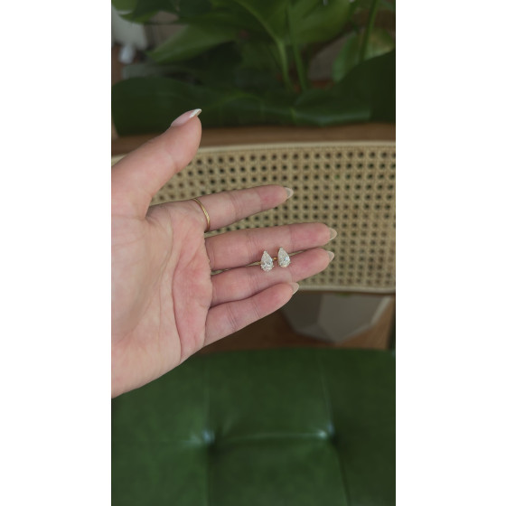 2.00ctw VVS2 pear earrings 14k gold screwbacks