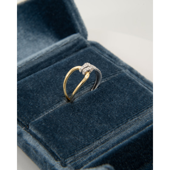 2-tone slip knot ring in 18k gold