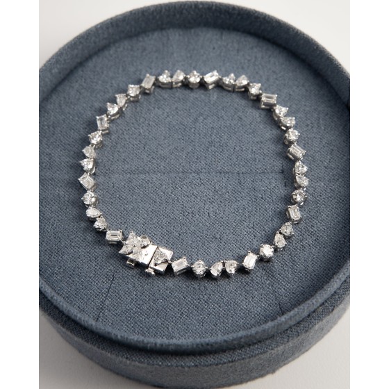 2.25ctw mixed cut diamond tennis bracelet 14k gold