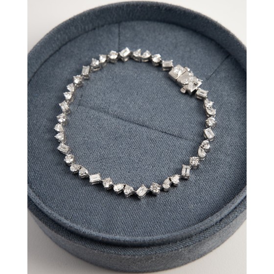 2.25ctw mixed cut diamond tennis bracelet 14k gold