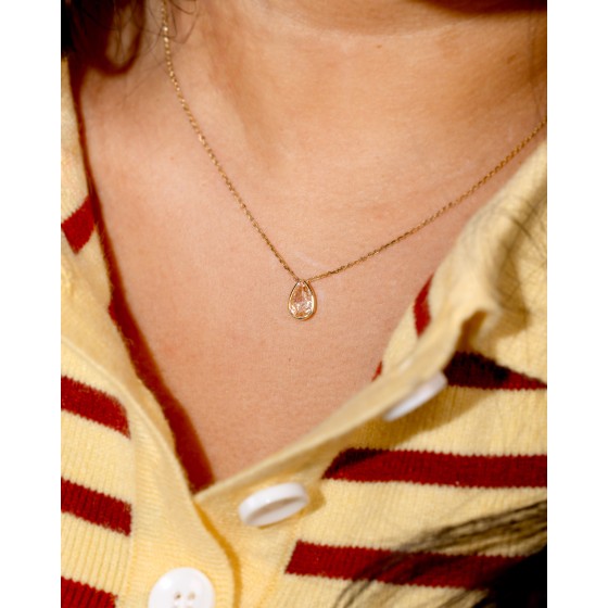 1ct pink diamond bezel 14k necklace