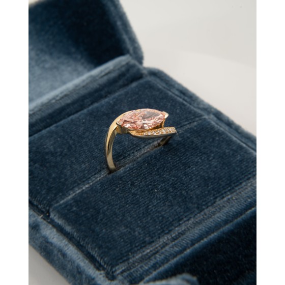 2ct pink wavy bypass marquise 14k gold