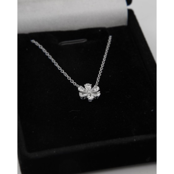 18k white gold flower necklace natural diamonds