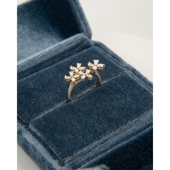 Agatha floral bypass diamond ring