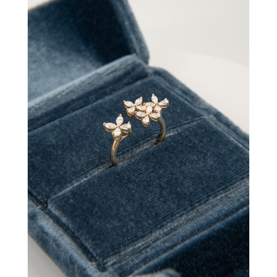 Agatha floral bypass diamond ring